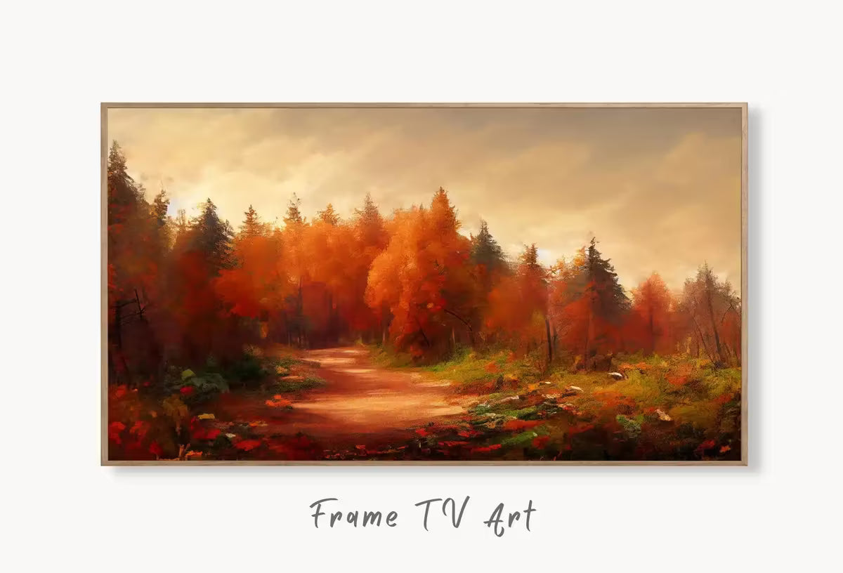 Samsung Frame TV Art 4K Rustic Landscape Autumn Digital Paintings Set of 2. Instant Download Muted Fall Art for Samsung Frame TV. Art for TV – Frame TV Art Set
