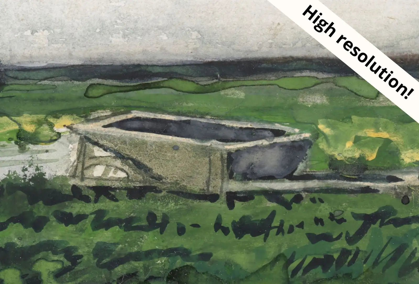 Detail view of artwork from Samsung Frame TV Art 4K Sage Green Vintage Landscape Painting. Instant Download Famous Van Gogh Green Painting. Van Gogh Art for Frame TV. (variation 1)