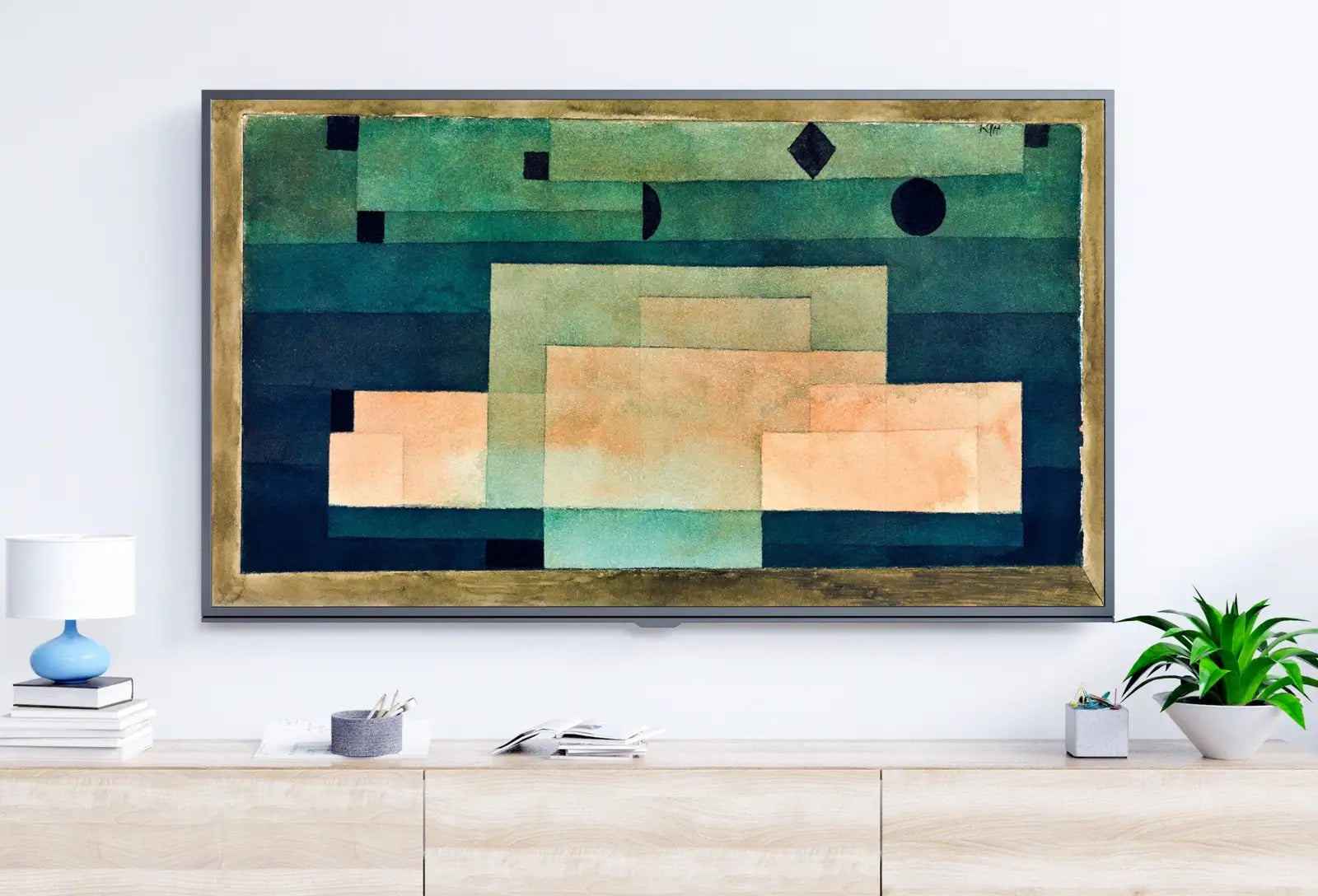 Included artwork preview showing first selection of artworks from Samsung Frame TV Art 4K Sage Green Wall Art Abstract Painting. Instant Download Vintage Abstract Painting. Paul Klee Art for Frame TV.