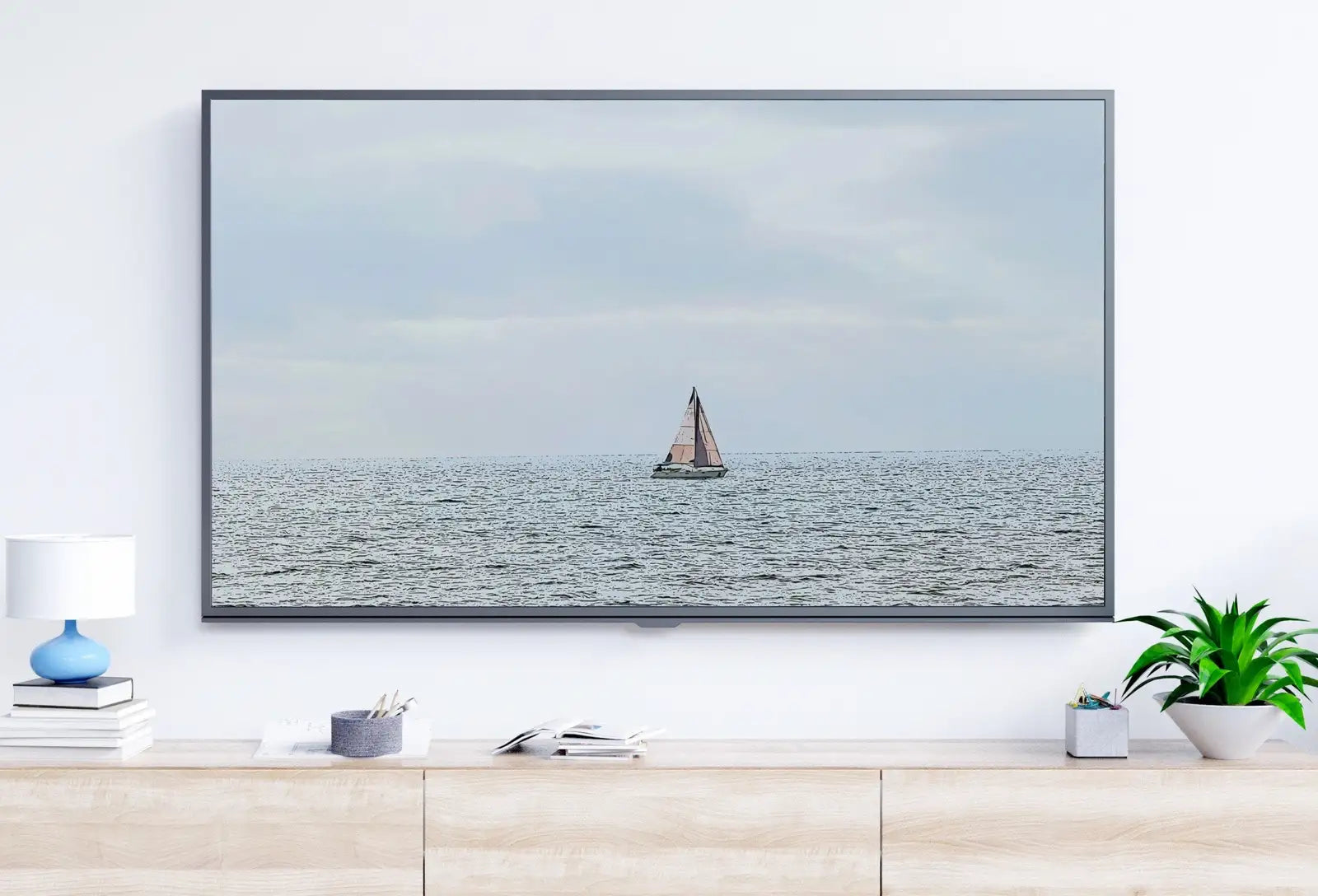 Included artwork preview showing first selection of artworks from Samsung Frame TV Art 4K Sailboat Digital Painting Nautical Wall Art. Instant Download Boat Painting for the Frame TV. Sailing Art for TV.