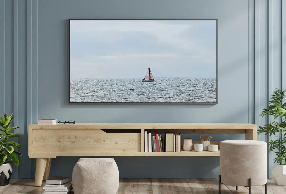 Detail view of artwork from Samsung Frame TV Art 4K Sailboat Digital Painting Nautical Wall Art. Instant Download Boat Painting for the Frame TV. Sailing Art for TV. (variation 2)