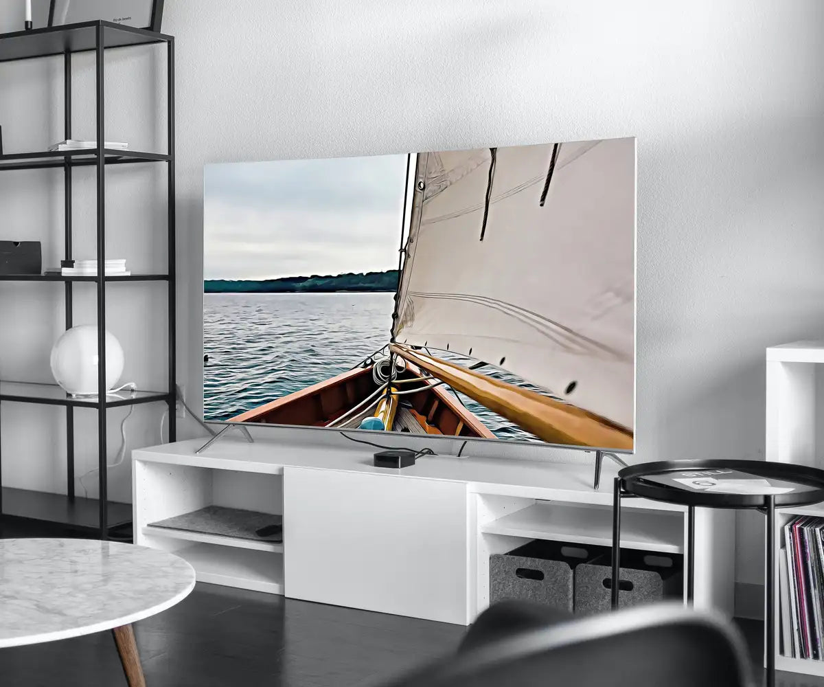 Detail view of artwork from Samsung Frame TV Art 4K Sailboat Painting Nautical Wall Art. Instant Download Boat Painting for the Frame TV. Digital Sailboat Art for TV. (variation 2)