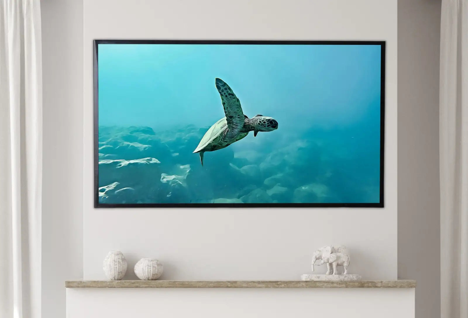 Included artwork preview showing first selection of artworks from Samsung Frame TV Art 4K Sea Turtle Wall Art Digital Painting. Instant Download Turtle Ocean Art for the Samsung Frame TV. Turtle Art for TV.
