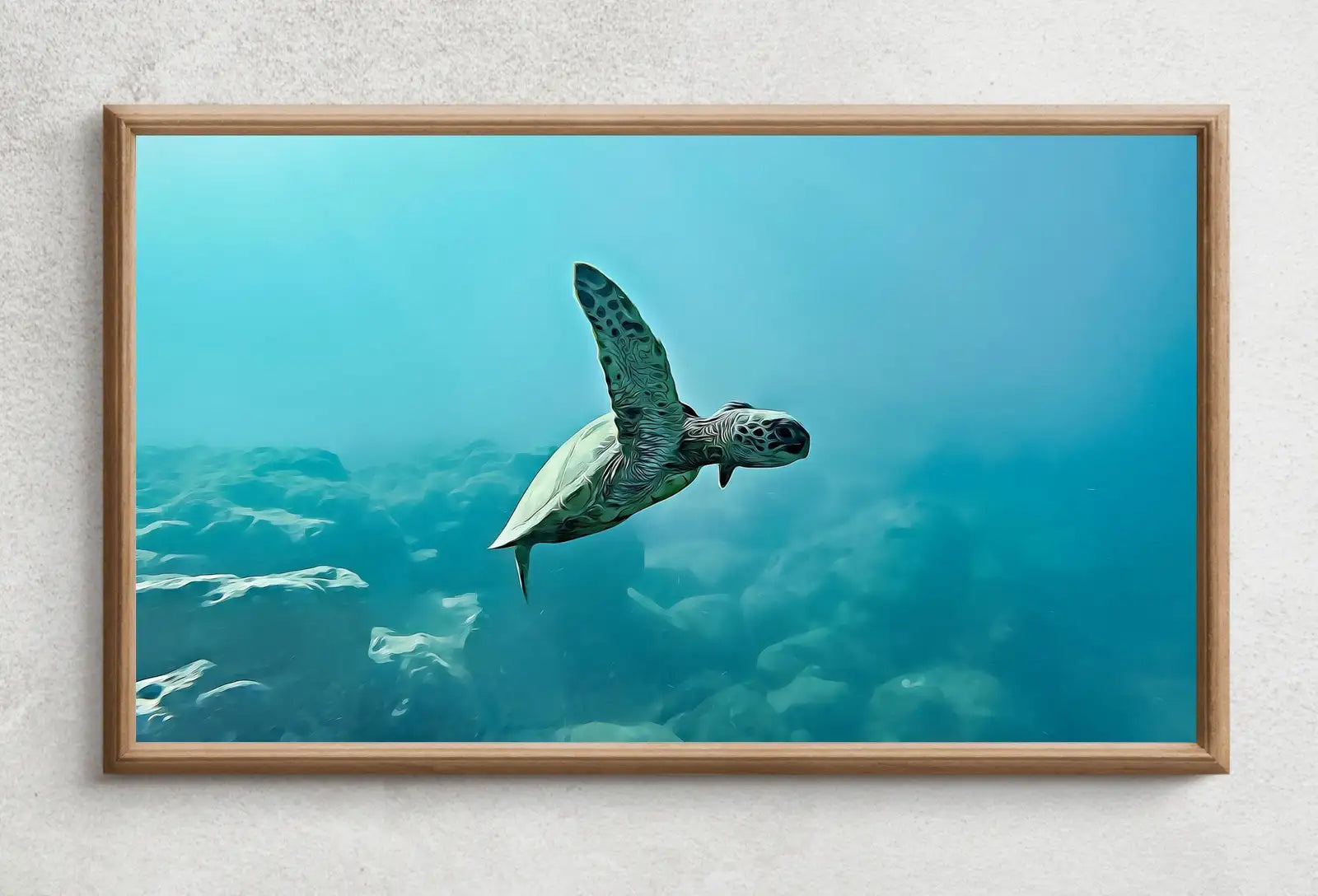 Second included artwork preview from Samsung Frame TV Art 4K Sea Turtle Wall Art Digital Painting. Instant Download Turtle Ocean Art for the Samsung Frame TV. Turtle Art for TV featuring various scenes.
