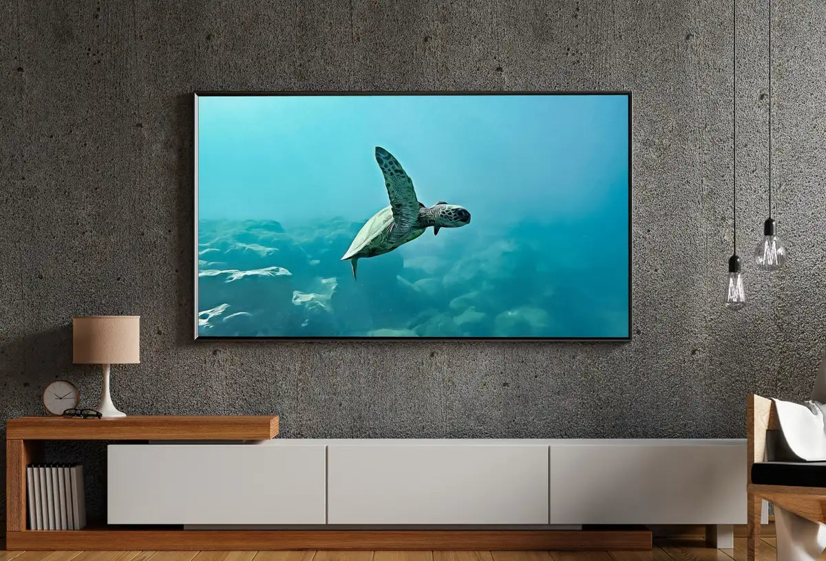 Detail view of artwork from Samsung Frame TV Art 4K Sea Turtle Wall Art Digital Painting. Instant Download Turtle Ocean Art for the Samsung Frame TV. Turtle Art for TV. (variation 2)