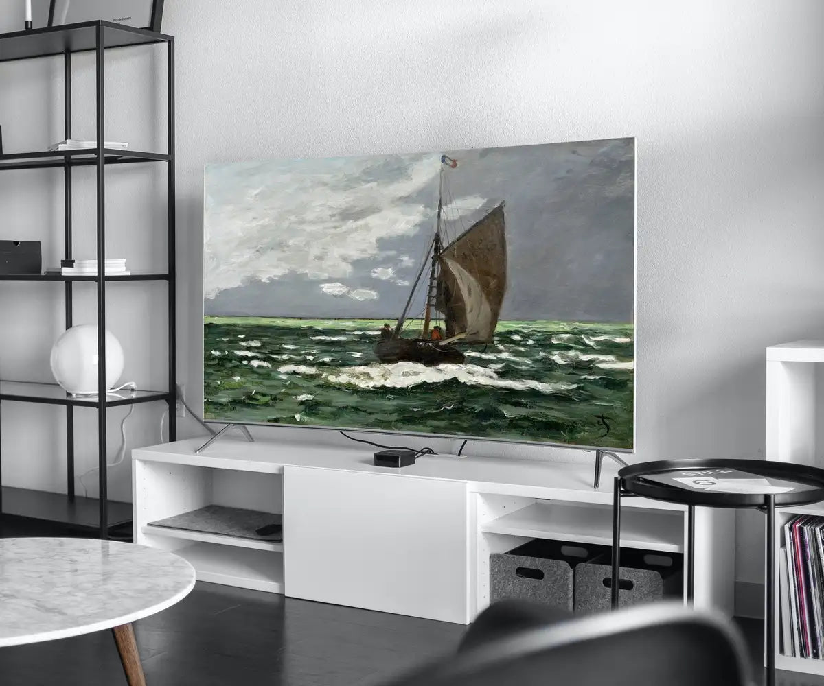 Detail view of artwork from Samsung Frame TV Art 4K Seascape Famous Claude Monet Painting. Instant Download Nautical Wall Art for the Frame TV. Vintage Wall Art. (variation 5)
