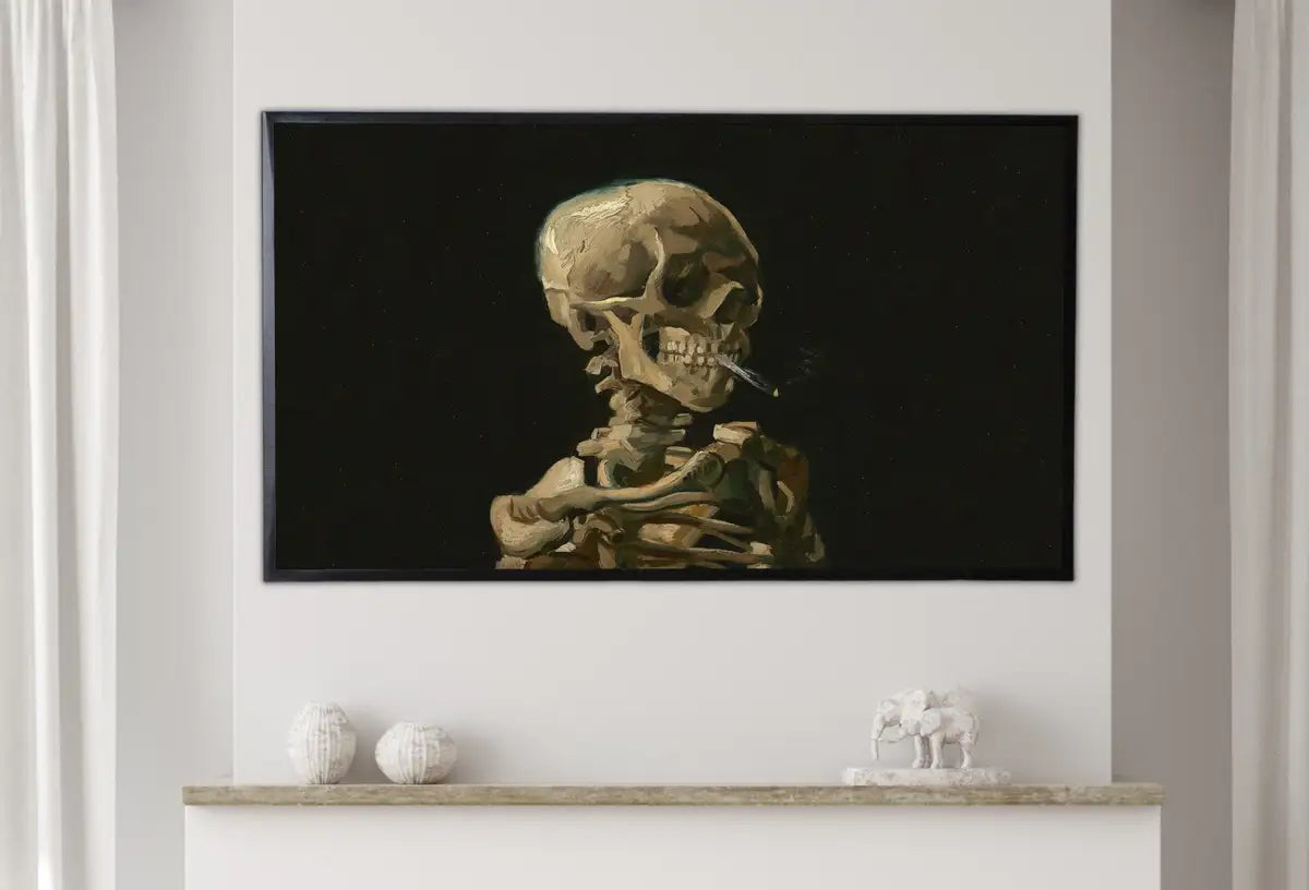 Second included artwork preview from Samsung Frame TV Art 4K Smoking Skeleton Famous Painting by Vincent van Gogh. Instant Download van Gogh Skull for Frame TV. Vintage Decor featuring various scenes.