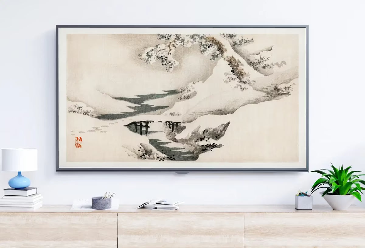Samsung Frame TV Art 4K Snow Landscape Vintage Japanese Wall Art. Instant Download Antique Japanese Art for the Frame TV. Vintage Wall Art – Frame TV  Art