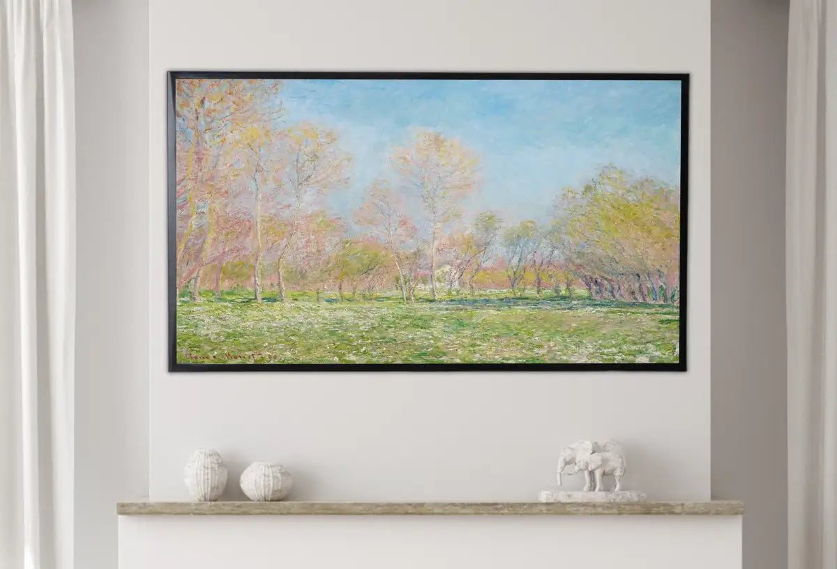 Detail view of artwork from Samsung Frame TV Art 4K Spring Landscape Famous Claude Monet Painting. Instant Download Landscape Wall Art for Frame TV. Vintage Wall Art. (variation 2)