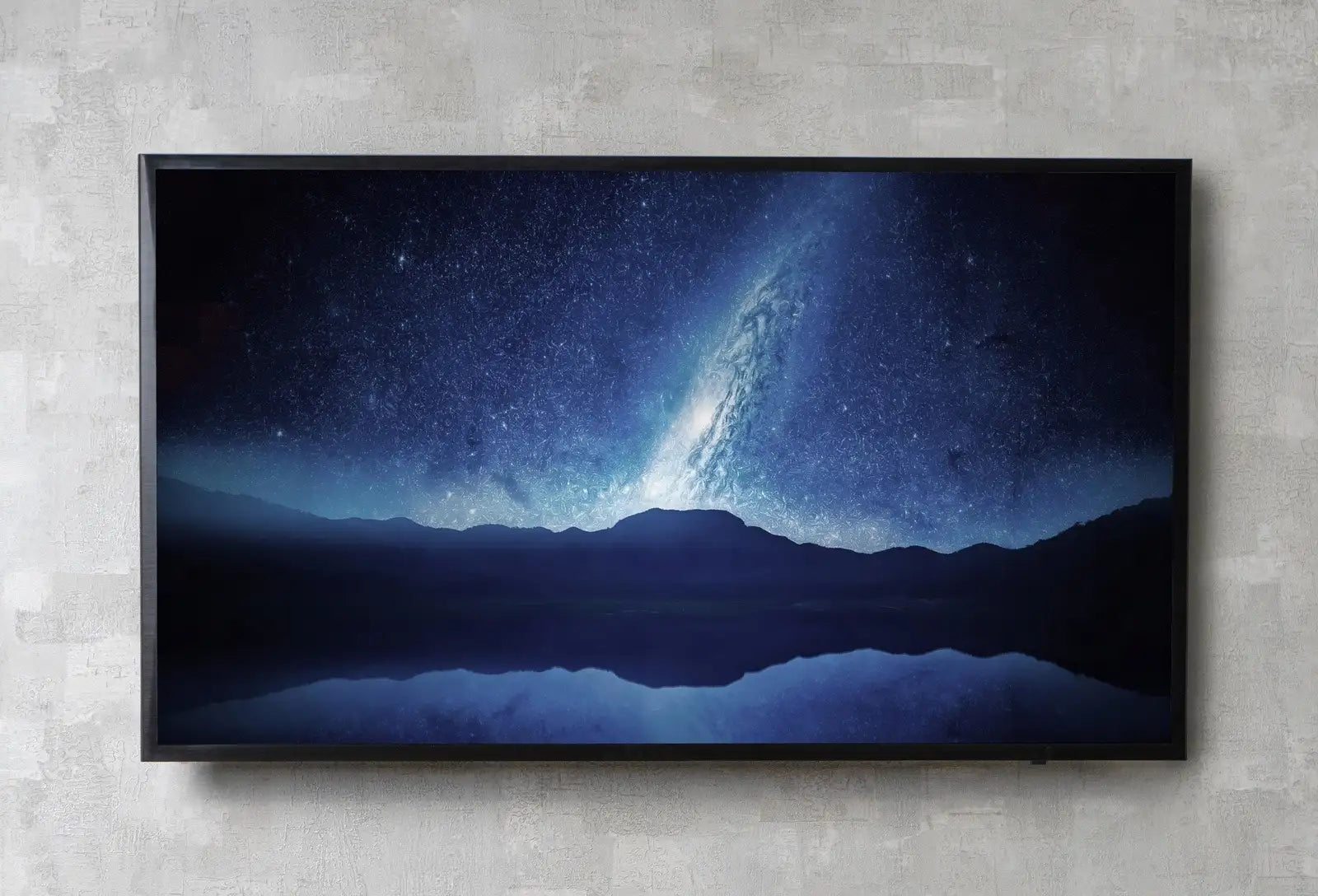 Detail view of artwork from Samsung Frame TV Art 4K Stars at Night over Mountains Landscape Wall Art. Instant Download Blue Mountain Digital Painting. Art for Frame TV. (variation 3)