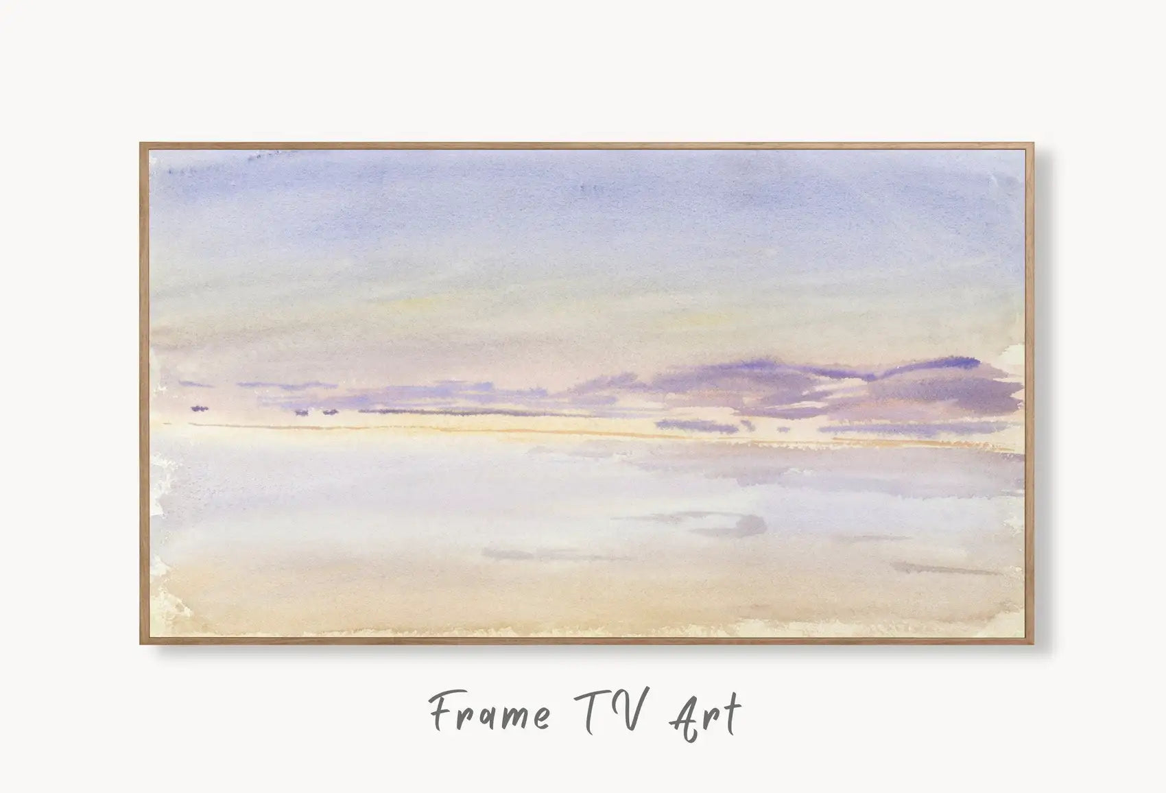 Samsung Frame TV Art 4K Sunset at Sea Vintage Watercolor Painting. Instant Download Vintage Art for the Samsung Frame TV. Sunset Wall Art displayed on Samsung Frame TV on a living room wall.