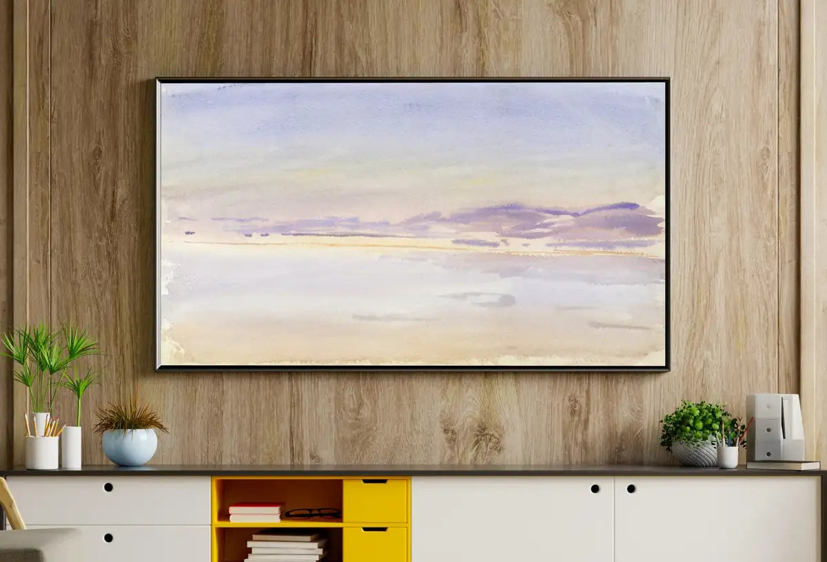 Detail view of artwork from Samsung Frame TV Art 4K Sunset at Sea Vintage Watercolor Painting. Instant Download Vintage Art for the Samsung Frame TV. Sunset Wall Art. (variation 2)