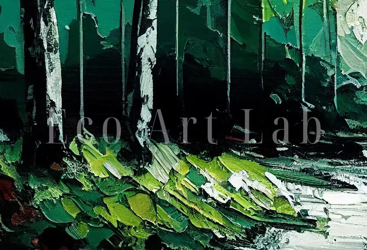 Samsung Frame TV Art 4K Textured Abstract Painting Forest & River Landscape. Instant Download Forest Art for Samsung Frame TV. Art for TV – Frame TV  Art