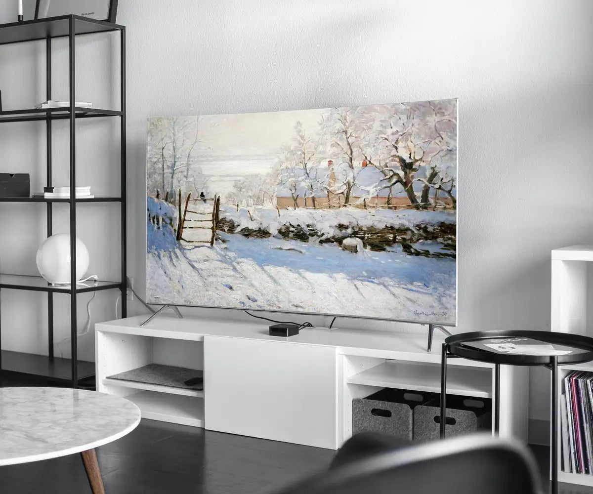 Detail view of artwork from Samsung Frame TV Art 4K The Magpie Famous Claude Monet Painting. Instant Download Landscape Wall Art for the Frame TV. Vintage Wall Art. (variation 2)