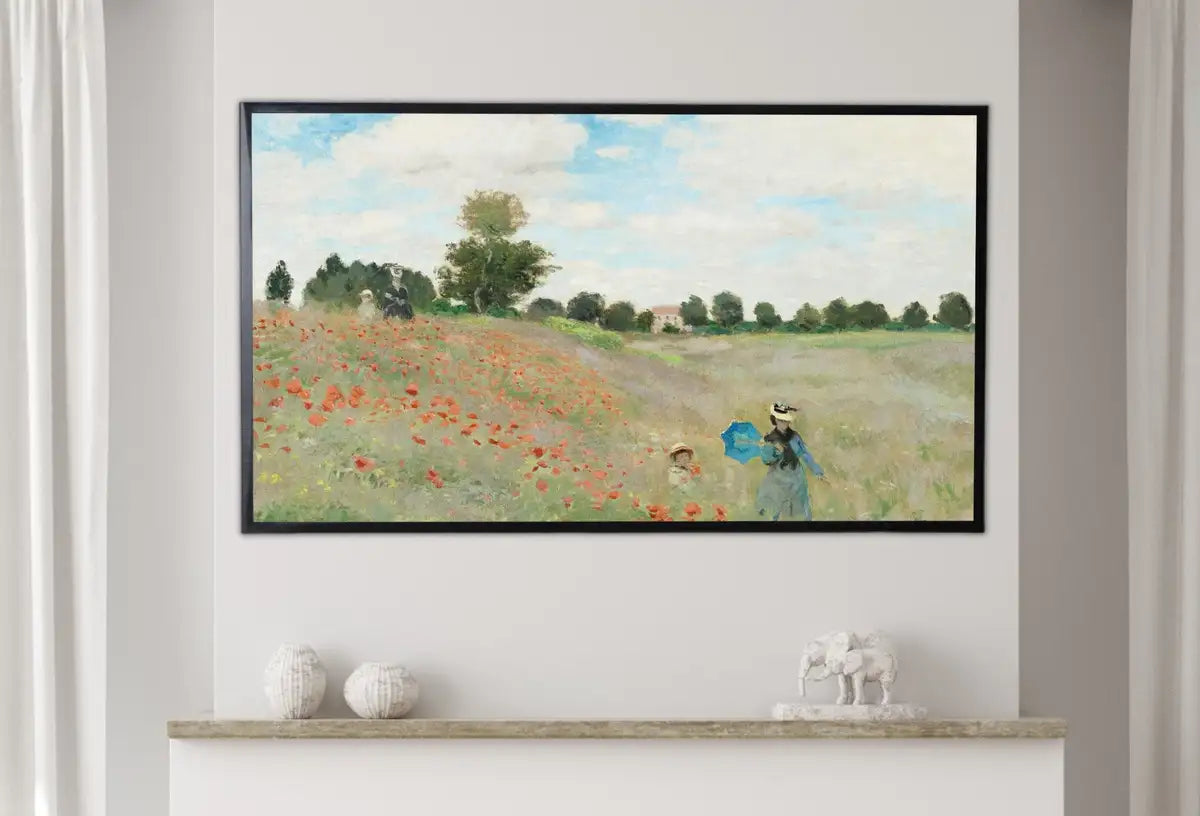 Detail view of artwork from Samsung Frame TV Art 4K The Poppy Field Famous Claude Monet Painting. Instant Download Landscape Wall Art for the Frame TV. Vintage Wall Art. (variation 2)