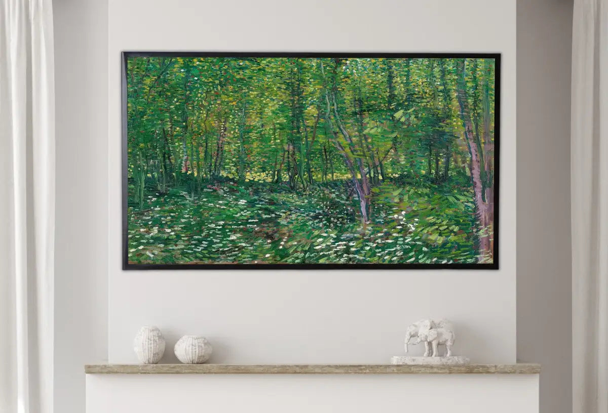 Detail view of artwork from Samsung Frame TV Art 4K Trees and Undergrowth Famous Painting by Vincent van Gogh. Instant Download. van Gogh Landscape for the Frame TV. (variation 2)