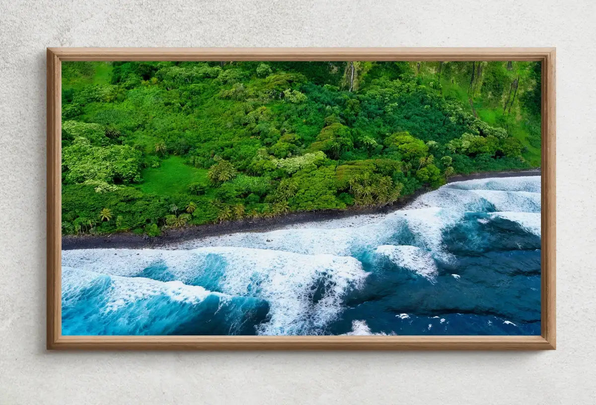 Detail view of artwork from Samsung Frame TV Art 4K, Tropical Beach Nature Landscape Art. Frame Art Tv Digital Download for Samsung TV Coastal Landscape Frame TV Art. (variation 2)