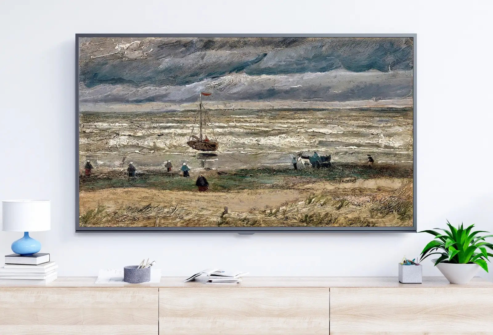 Included artwork preview showing first selection of artworks from Samsung Frame TV Art 4K van Gogh Beach in Stormy Weather Painting. Instant Download Famous Vintage Art for the Samsung Frame TV.