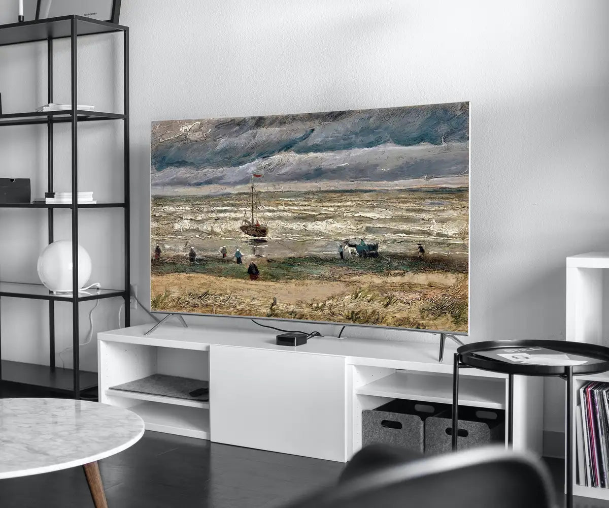 Detail view of artwork from Samsung Frame TV Art 4K van Gogh Beach in Stormy Weather Painting. Instant Download Famous Vintage Art for the Samsung Frame TV. (variation 2)