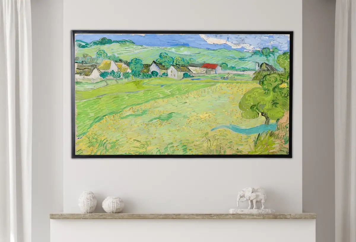 Detail view of artwork from Samsung Frame TV Art 4K Vessenots in Auvers Famous Painting by Vincent van Gogh. Instant Download van Gogh Vintage Landscape for Frame TV.. (variation 2)