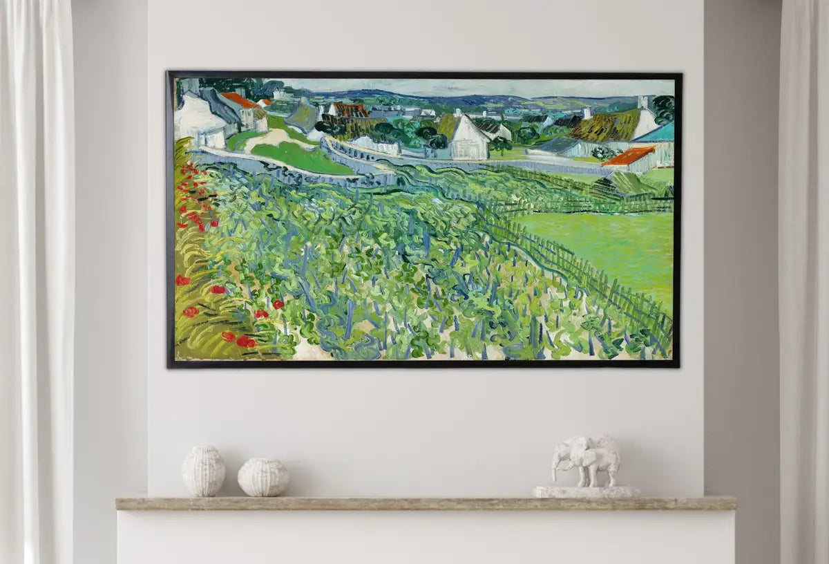 Detail view of artwork from Samsung Frame TV Art 4K Vineyards Famous Painting by Vincent van Gogh. Instant Download van Gogh Landscape for the Frame TV. Vintage Decor. (variation 2)
