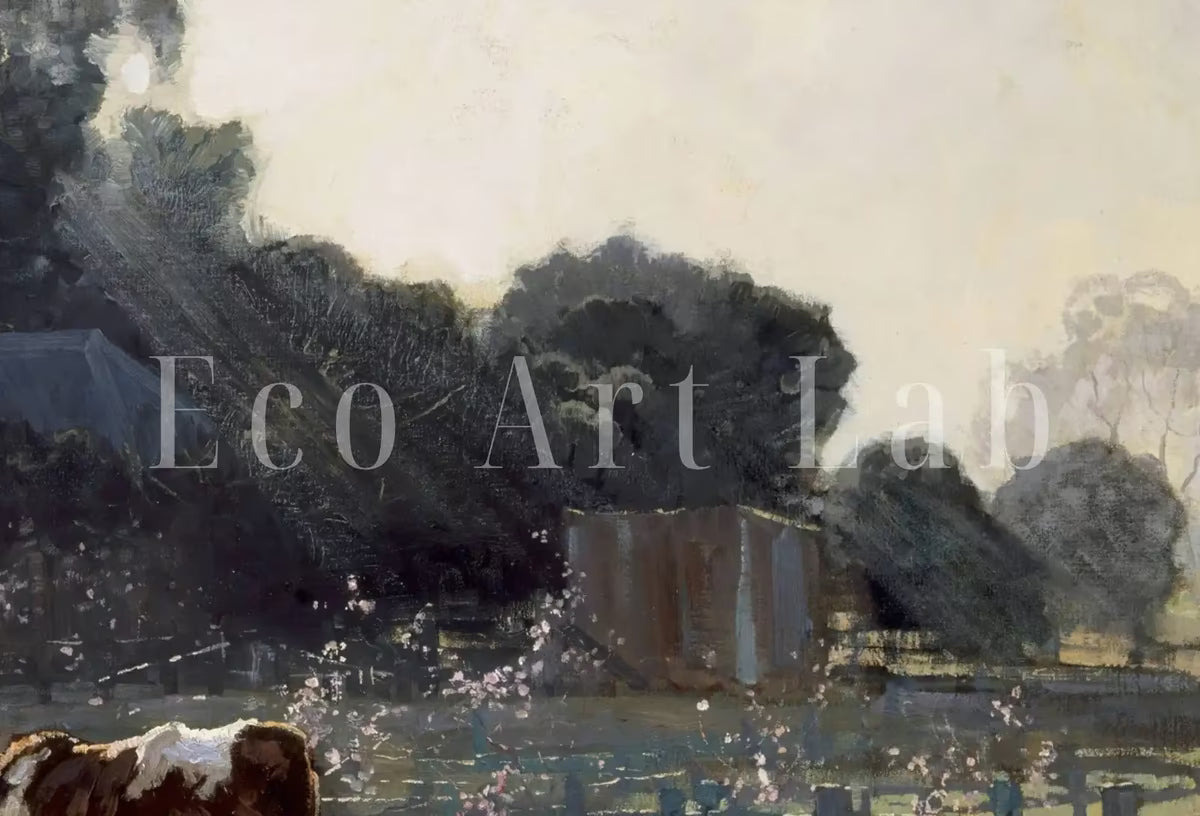 Samsung Frame TV Art 4K Vintage Farmhouse Landscape Painting. Instant Download. Grazing Cows Rustic Art for Frame TV. Landscape Art for TV – Frame TV  Art