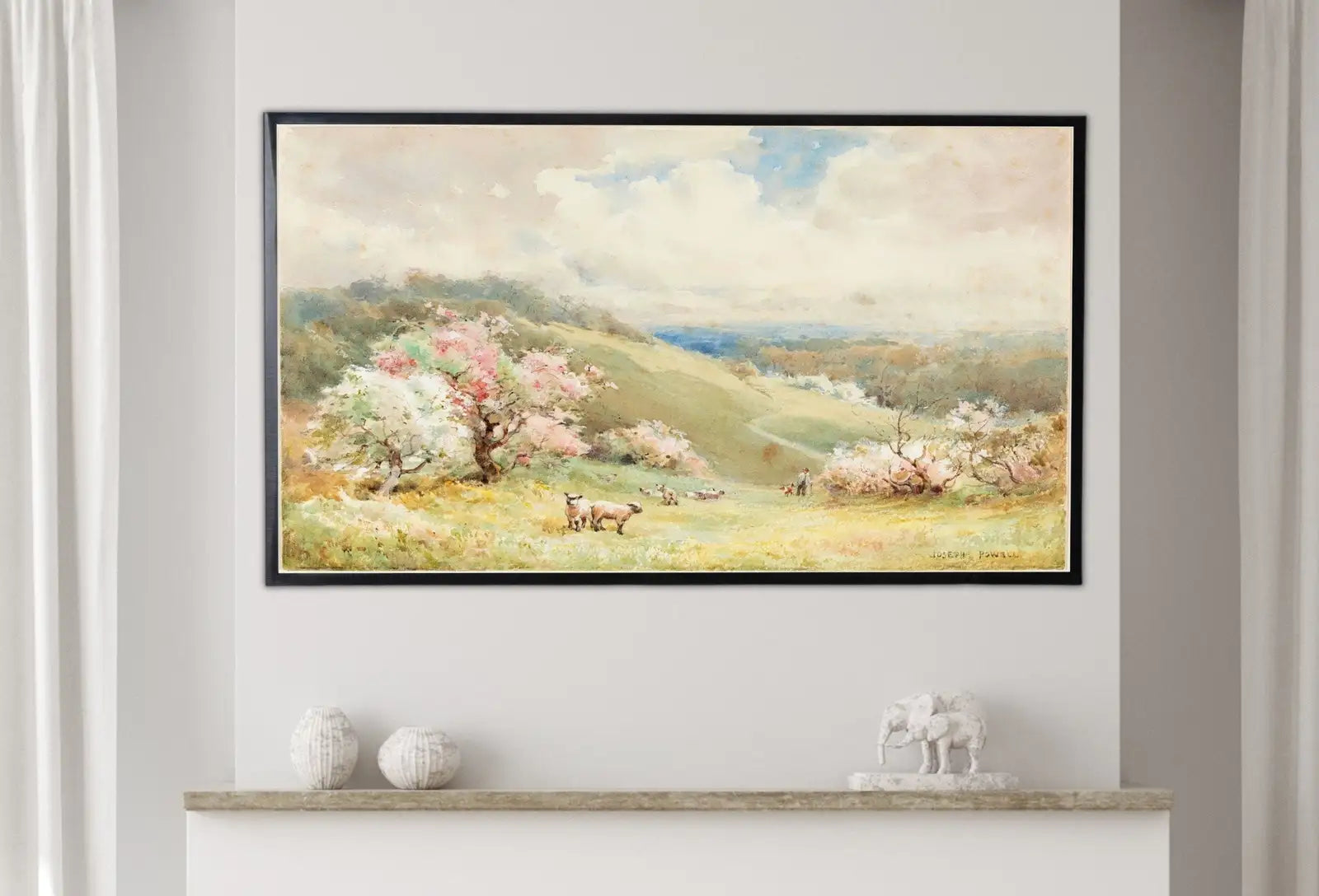 Included artwork preview showing first selection of artworks from Samsung Frame TV Art 4K Vintage Spring Landscape Painting. Instant Download Colorful Spring Art for the Frame TV. Landscape Art for TV.