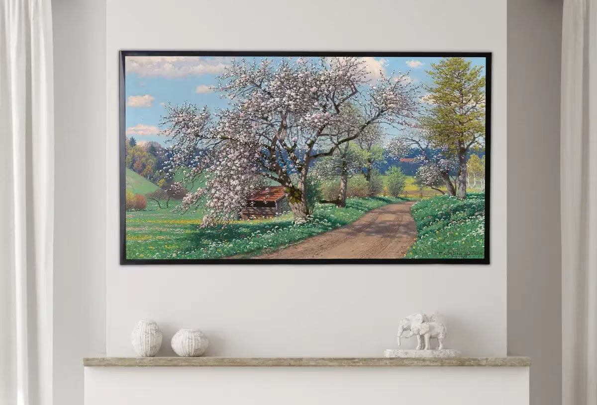 Samsung Frame TV Art 4K Vintage Spring Landscape Painting. Instant Download Spring Meadow Landscape. Wall Art for Frame TV. Vintage Wall Art – Frame TV  Art