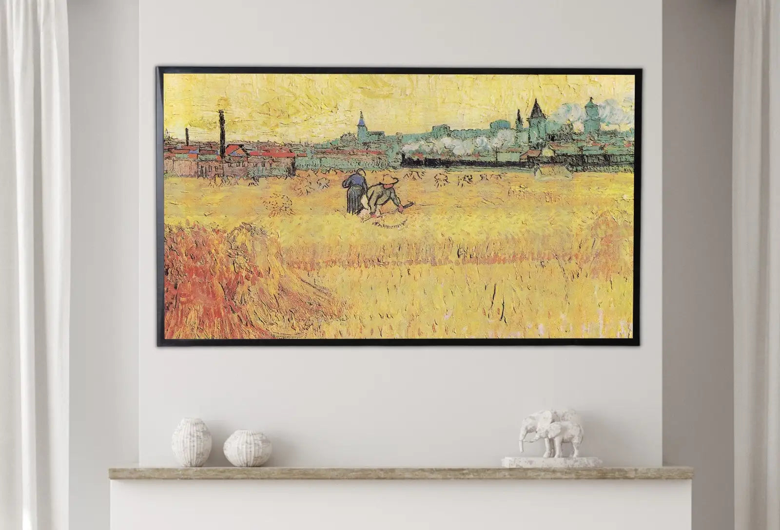 Included artwork preview showing first selection of artworks from Samsung Frame TV Art 4K Wheat field w/ View of Arles Famous Painting by Vincent van Gogh. Instant Download Art for the Frame TV. Vintage Art.