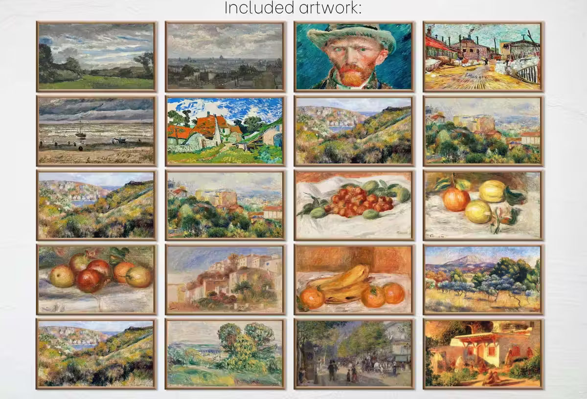 Samsung Frame TV Impressionist Art| Van Gogh, Renoir, Claude Monet Wall Art | 40 Masterpieces Instant Download for the Frame TV (Set III) – Frame TV Art Set
