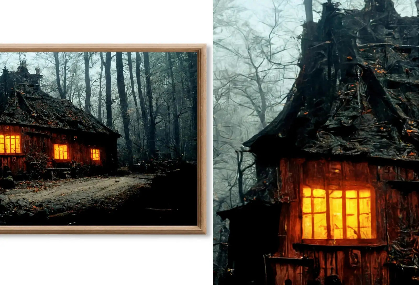 Detail view of artwork from Set of 10 Halloween Samsung Frame TV 4K Art. Creepy Haunted Houses in Dark Forests. Horror Art. Instant Download Frame TV Halloween Art Set.. (variation 2)