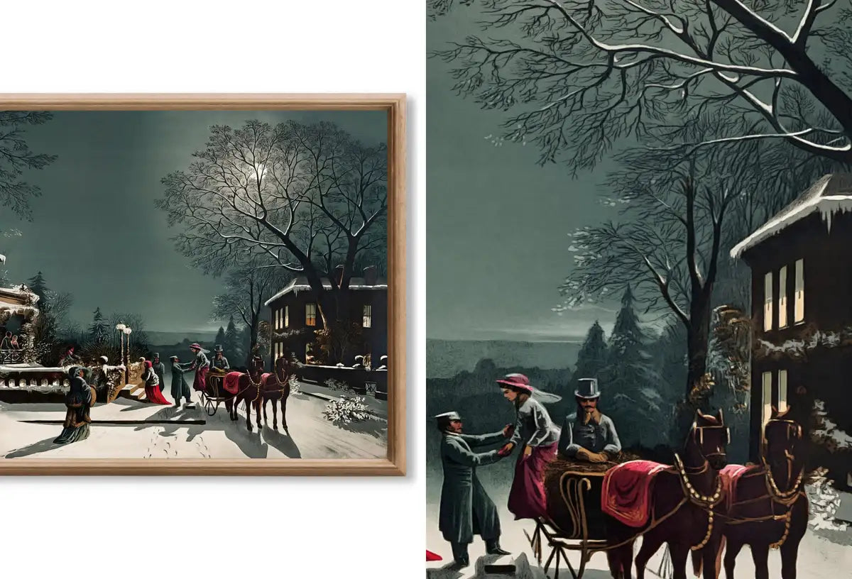 Detail view of artwork from Set of 15 Samsung Frame TV 4K Art. Christmas Landscapes Winter Art Digital Collection. Holiday Decor Art Set. Instant Download Frame TV Art.
