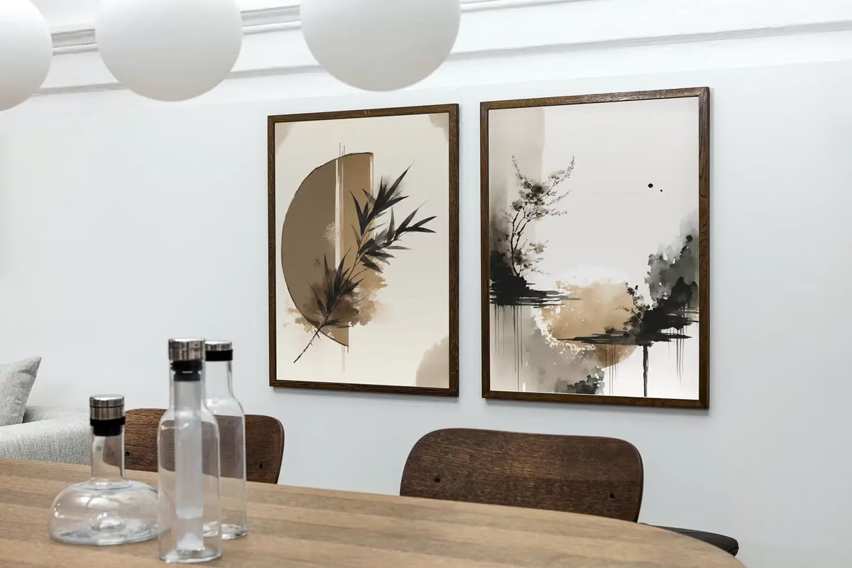 Set of 2 Modern Minimalist Abstract Printable Wall Art. Black & Beige Wabi Sabi Abstract Prints, Zen Gallery Wall, Neutral Japandi Wall Art – Printable Wall Art Set