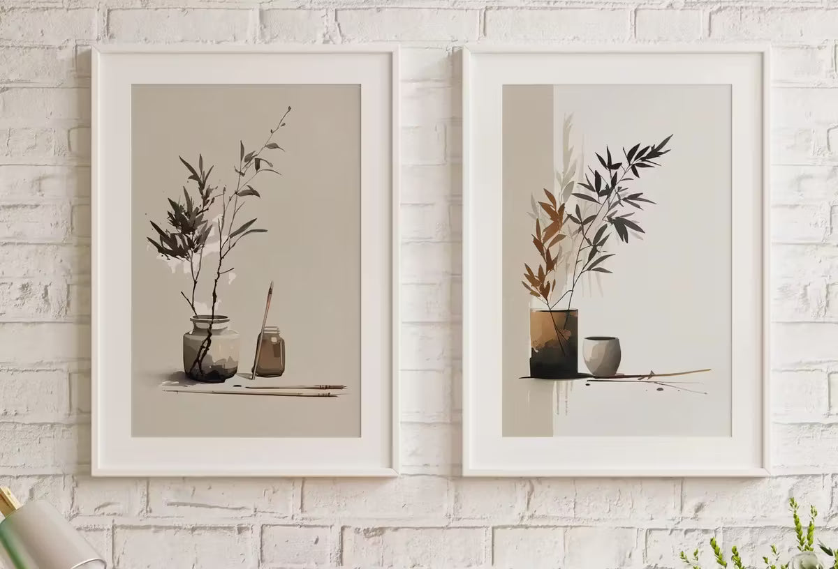 Set of 2 Modern Minimalist Abstract Printable Wall Art. Brown & Beige Wabi Sabi Abstract Prints. Zen Gallery Wall. Neutral Japandi Wall Art – Printable Wall Art Set