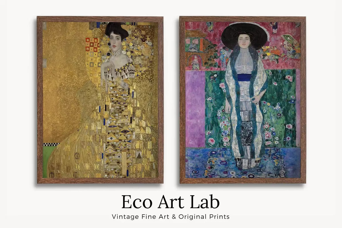 Set of 2 Prints Gustav Klimt Famous Portraits of Adele. Instant Download. Woman Paintings Gustav Klimt Prints. 2 Piece Vintage Fine Art – Printable Wall Art Set
