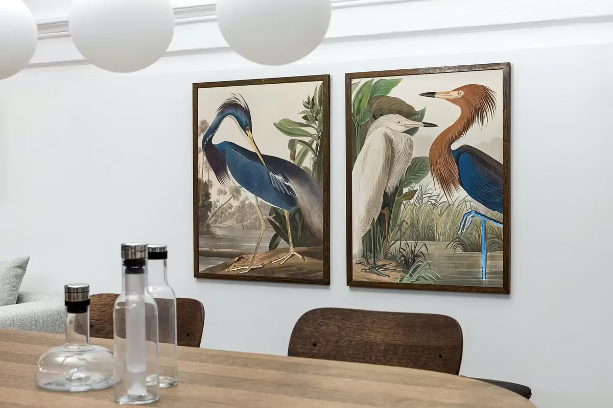 Set of 2 Prints Herons Vintage Tropical Birds. Wildlife Nature Colorful 2 Piece Wall Art. Fine Art Prints. Instant Download. Printable Art – Printable Wall Art Set