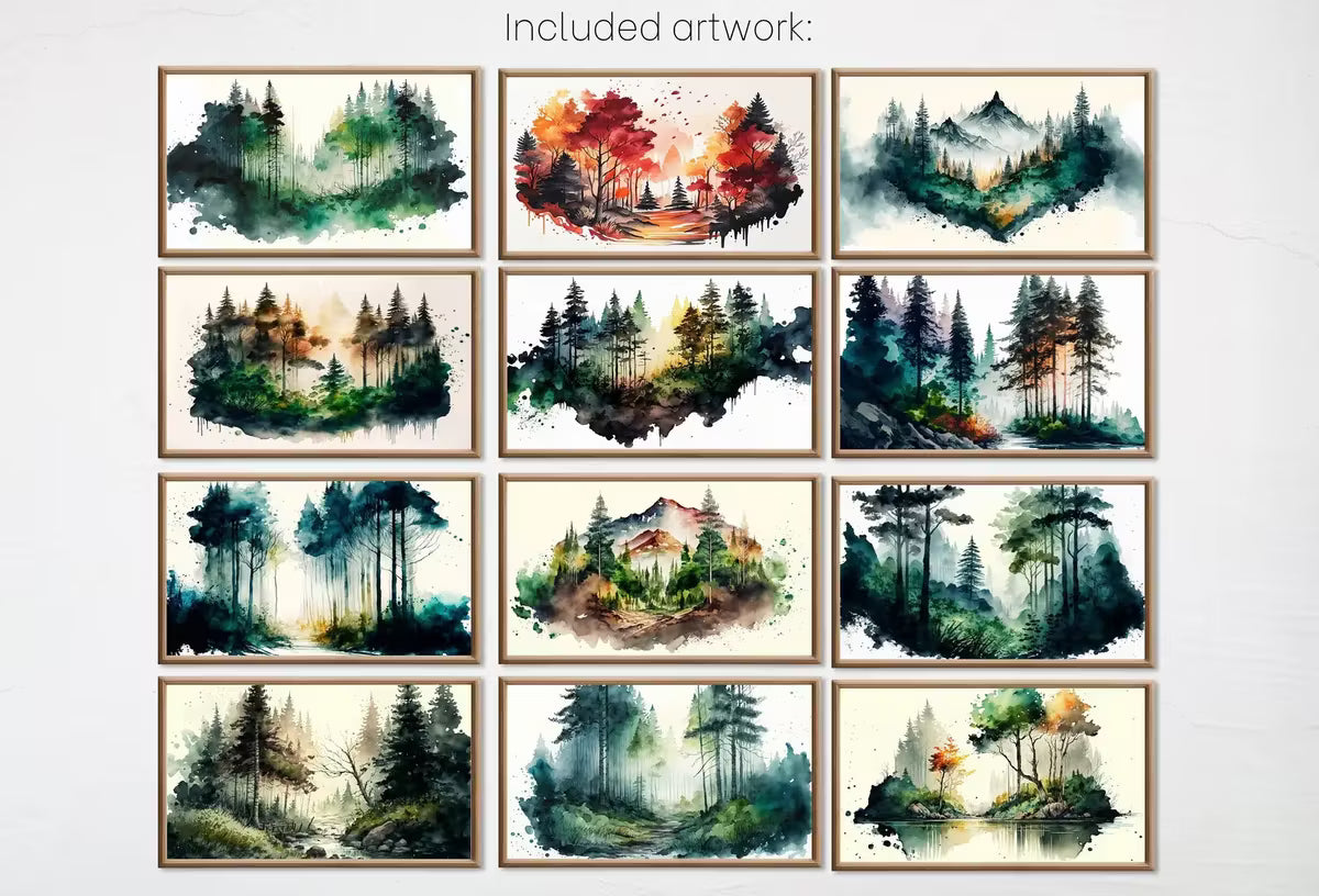 Set of 25 Samsung Frame TV 4K Art. Forests Landscape Watercolor Paintings. Nature Collection TV Art Set. Instant Download Frame TV Art – Frame TV Art Set