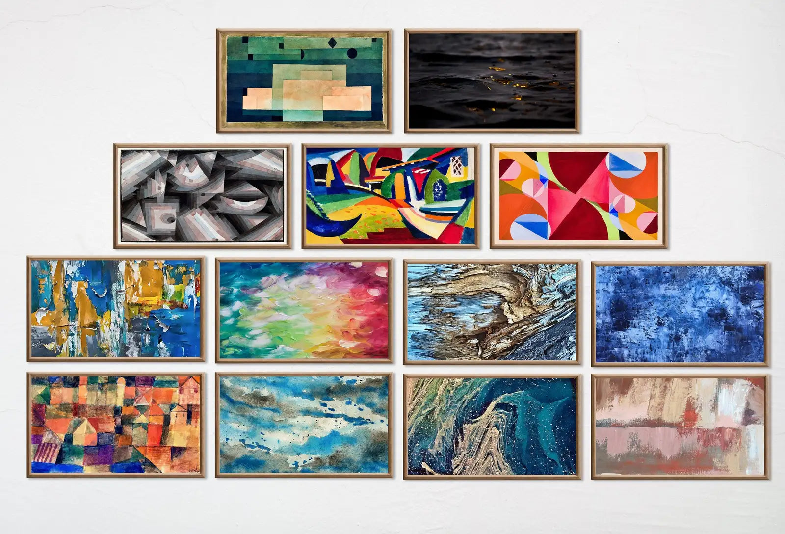 Included artwork preview showing first selection of artworks from Set of 25 Samsung Frame TV 4K Art. Ultimate Abstract Vintage & Modern Paintings Collection. Abstract Art Set. Instant Download Frame TV Art.