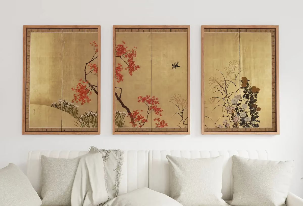 Set of 3 Prints. Birds and Flowers 3 Piece Wall Art. Japanese Print Set. Botanical Vintage Wall Art. Gallery Wall Set. Minimalist Home Decor – Printable Wall Art Set