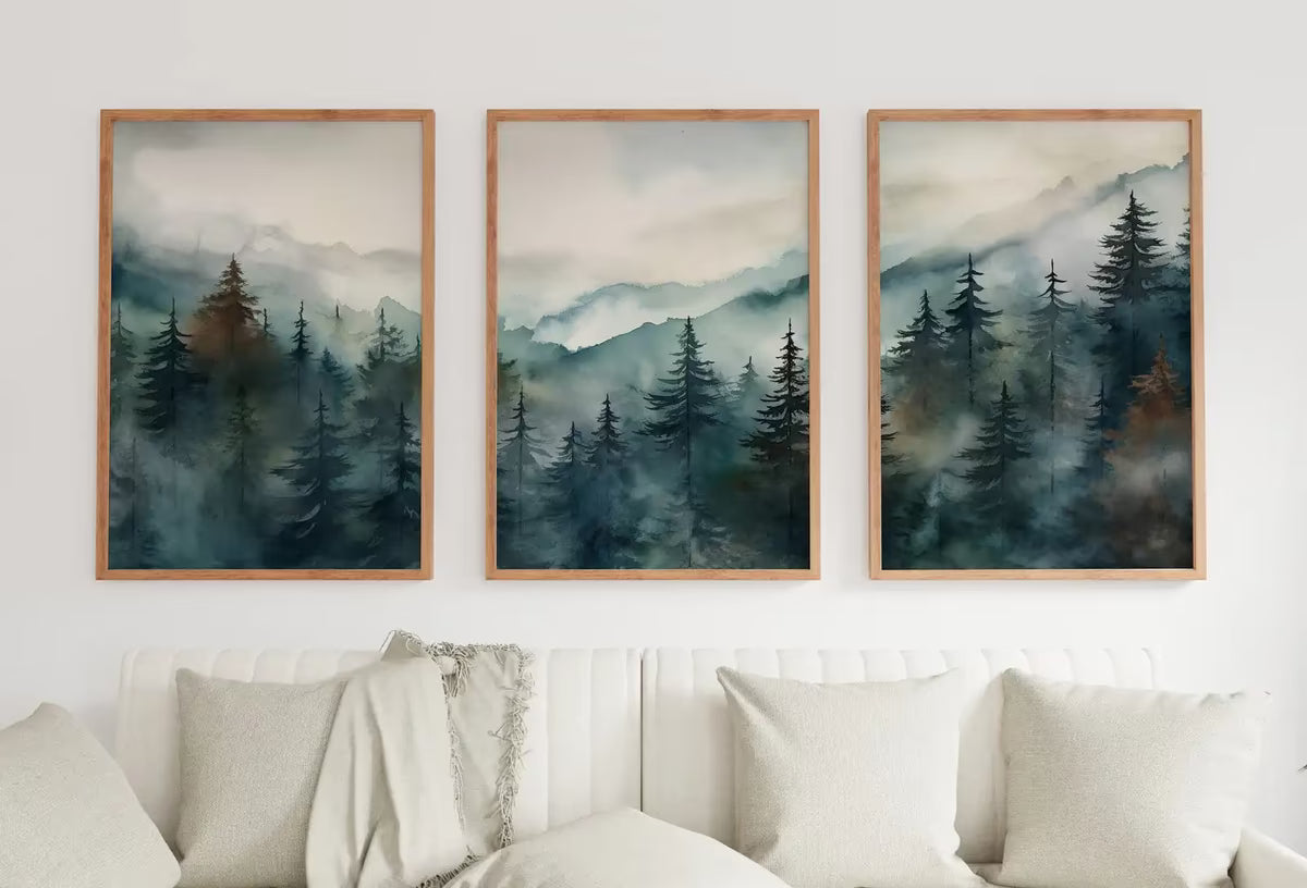 Set of 3 Prints. Watercolor Mountain Prints. 3 Piece Wall Art. Landscape Print Set. Mountain Wall Art. Gallery Wall Set. Modern Home Decor