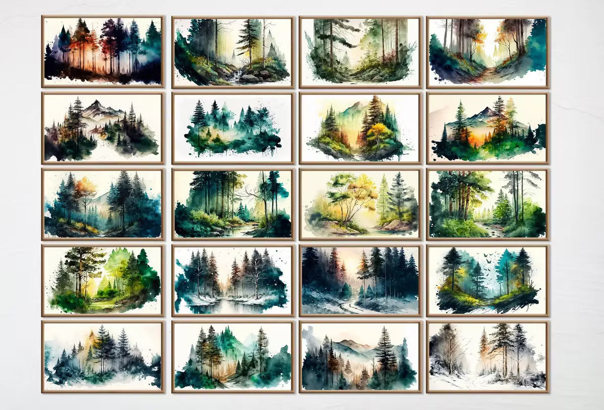 Set of 40 Samsung Frame TV 4K Art. Forests Landscape Watercolor Paintings. Nature Collection TV Art Set. Instant Download Frame TV Art – Frame TV Art Set