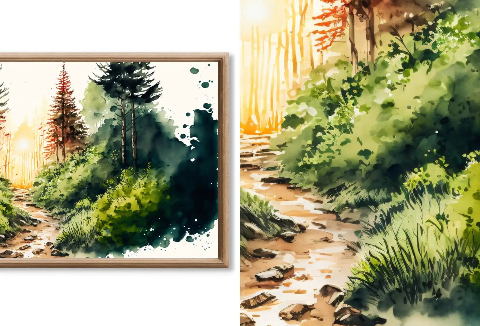 Detail view of artwork from Set of 40 Samsung Frame TV 4K Art. Forests Landscape Watercolor Paintings. Nature Collection TV Art Set. Instant Download Frame TV Art. (variation 2)