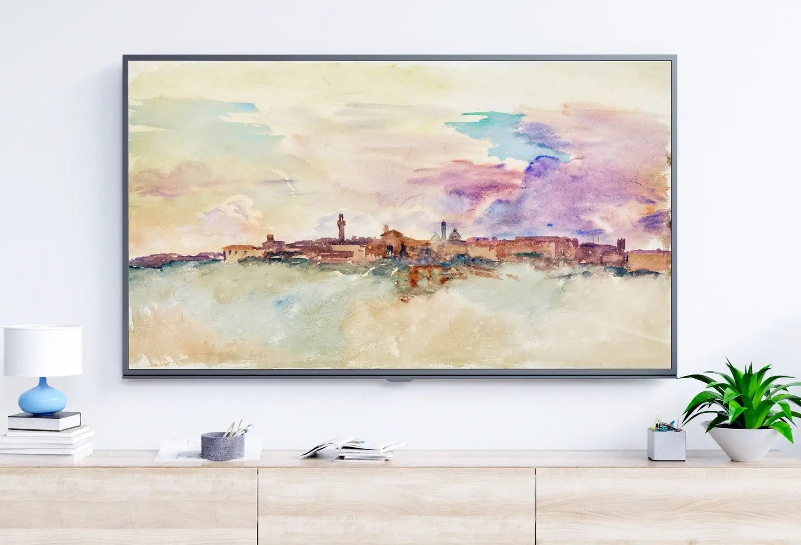 Included artwork preview showing first selection of artworks from Siena Italy 4K Samsung TV Frame Art. Instant Digital Download Landscape Samsung Frame Tv Art Vintage Digital Painting..