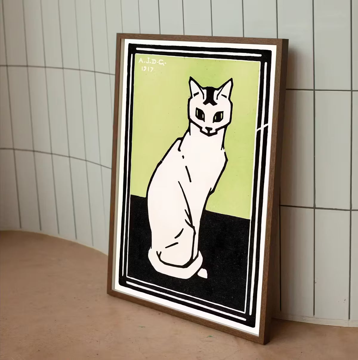 Sitting Cat Vintage Art Nouveau Print Wall Art. Instant Download Cat Painting Retro Julie De Graag Printable Wall Art. Art Nouveau Poster – Printable Wall Art