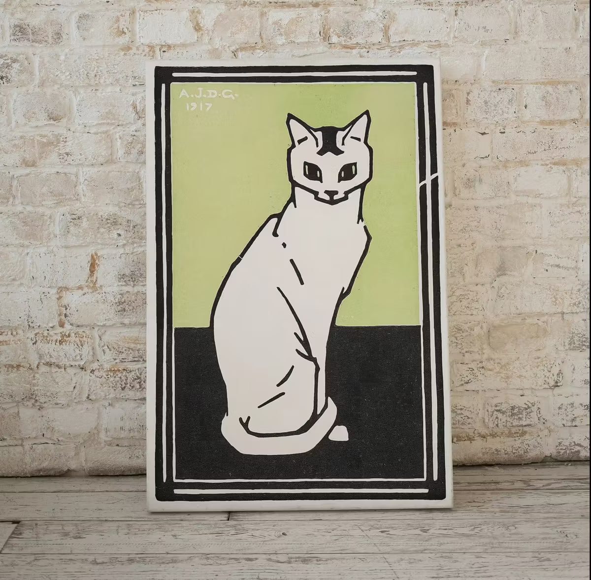 Sitting Cat Vintage Art Nouveau Print Wall Art. Instant Download Cat Painting Retro Julie De Graag Printable Wall Art. Art Nouveau Poster – Printable Wall Art