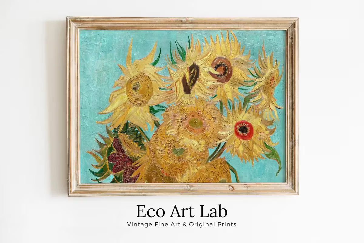 Sunflowers Painting Famous van Gogh Art Print. Instant Download Printable Vase With Twelve Sunflowers Vintage Painting. Van Gogh Fine Art – Printable Wall Art