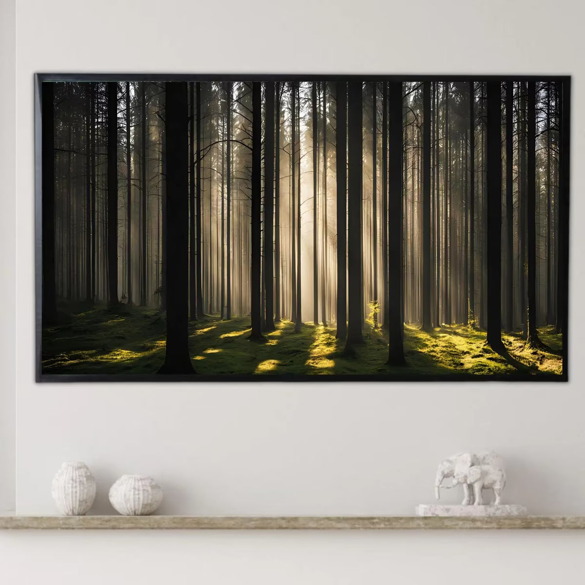 Sunlight Forest Art For Frame TV. Dense Green 4K Nature Scene. Outdoor Landscape Digital Artwork – Frame TV  Art