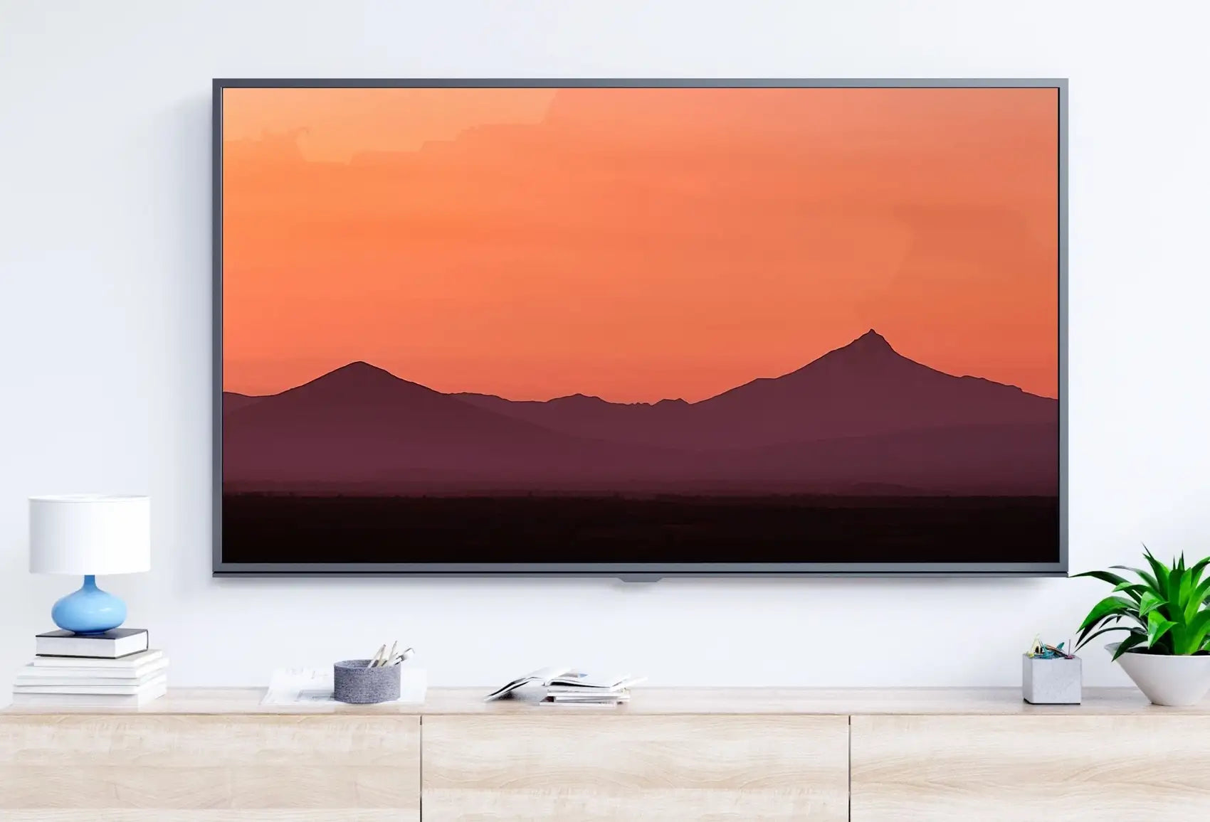 Included artwork preview showing first selection of artworks from Sunset Over Mountains Abstract Samsung Frame TV Art. Abstract Sunset Wall Art Samsung TV, Digital Download for Samsung Frame, Frame TV Art.
