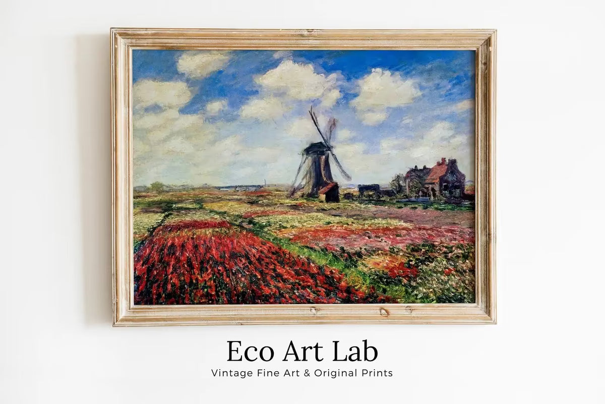 Tulip Fields With Windmill Famous Claude Monet Painting. Instant Download Vintage Decor. Monet Botanical Printable Wall Art. Vintage Decor – Printable Wall Art