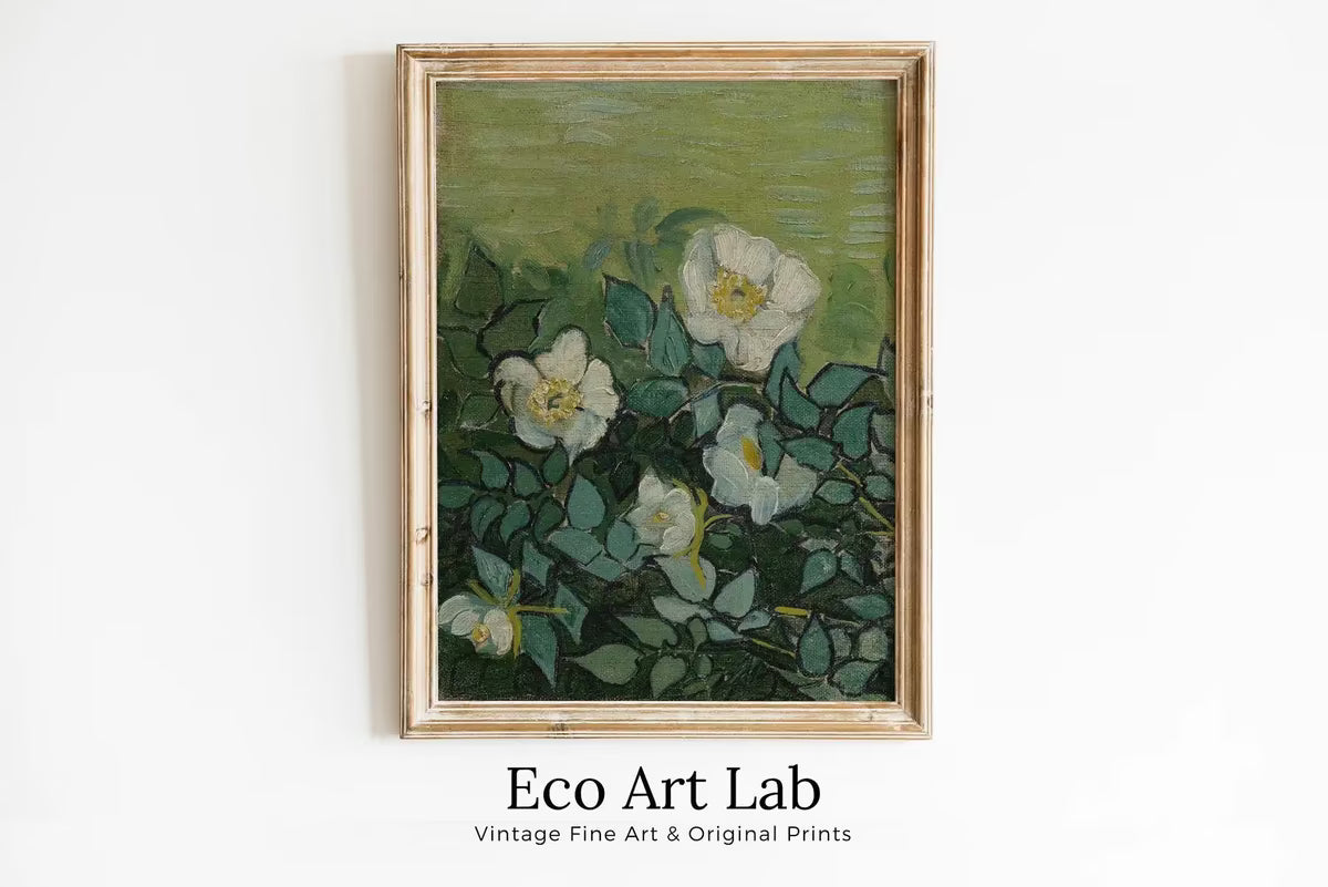 van Gogh Wild Roses Famous Painting Art Print. Instant Download Printable van Gogh Fine Art. Vintage Botanical Art. White Roses Painting – Printable Wall Art